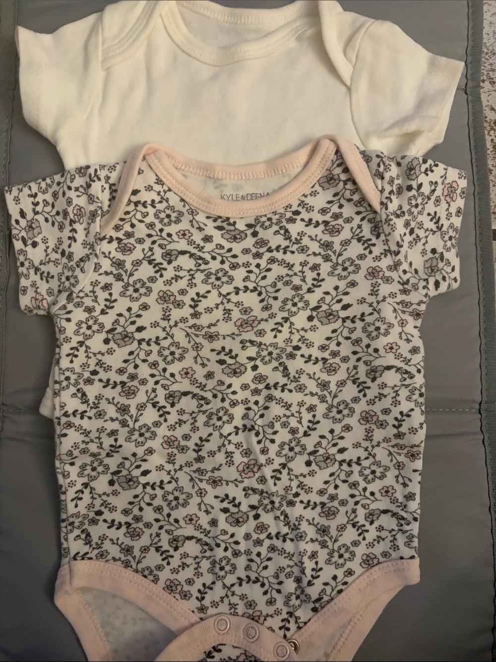Kyle & Deena Floral Pink Trim Baby One-Piece Bodysuit 3-6 months -2  one pieces